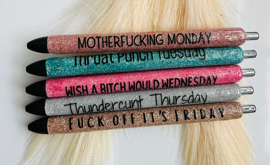 Days of the Week Glitter Pen Set