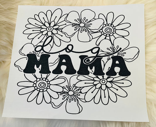 Dog Mama Flowers Screen Print Transfer