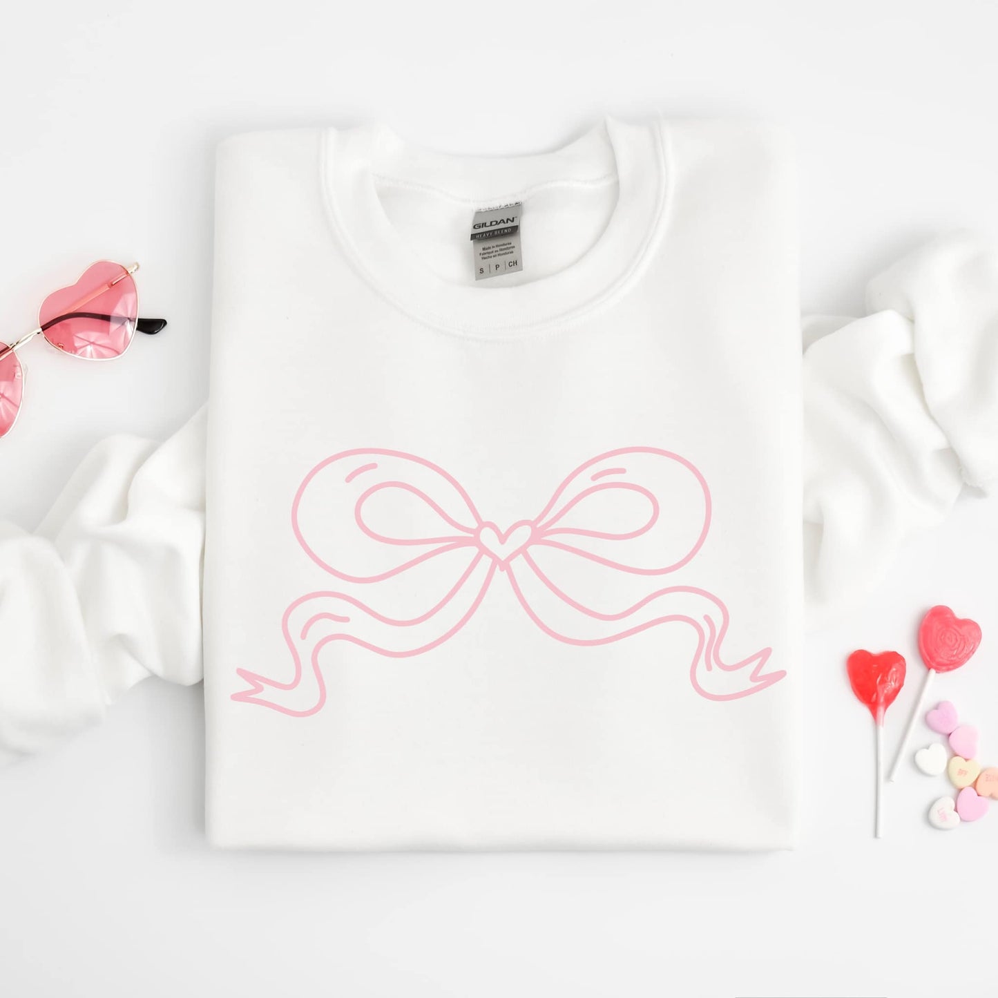 Pink Heart Bow Sweater