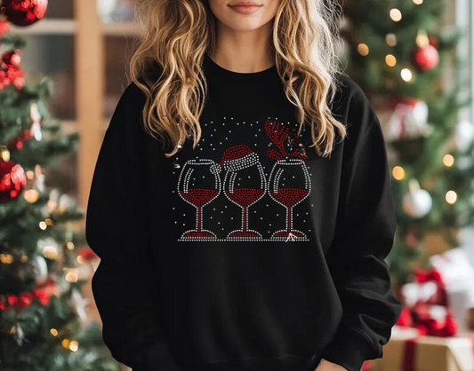 Christmas Wine Glass Spangle Sweater